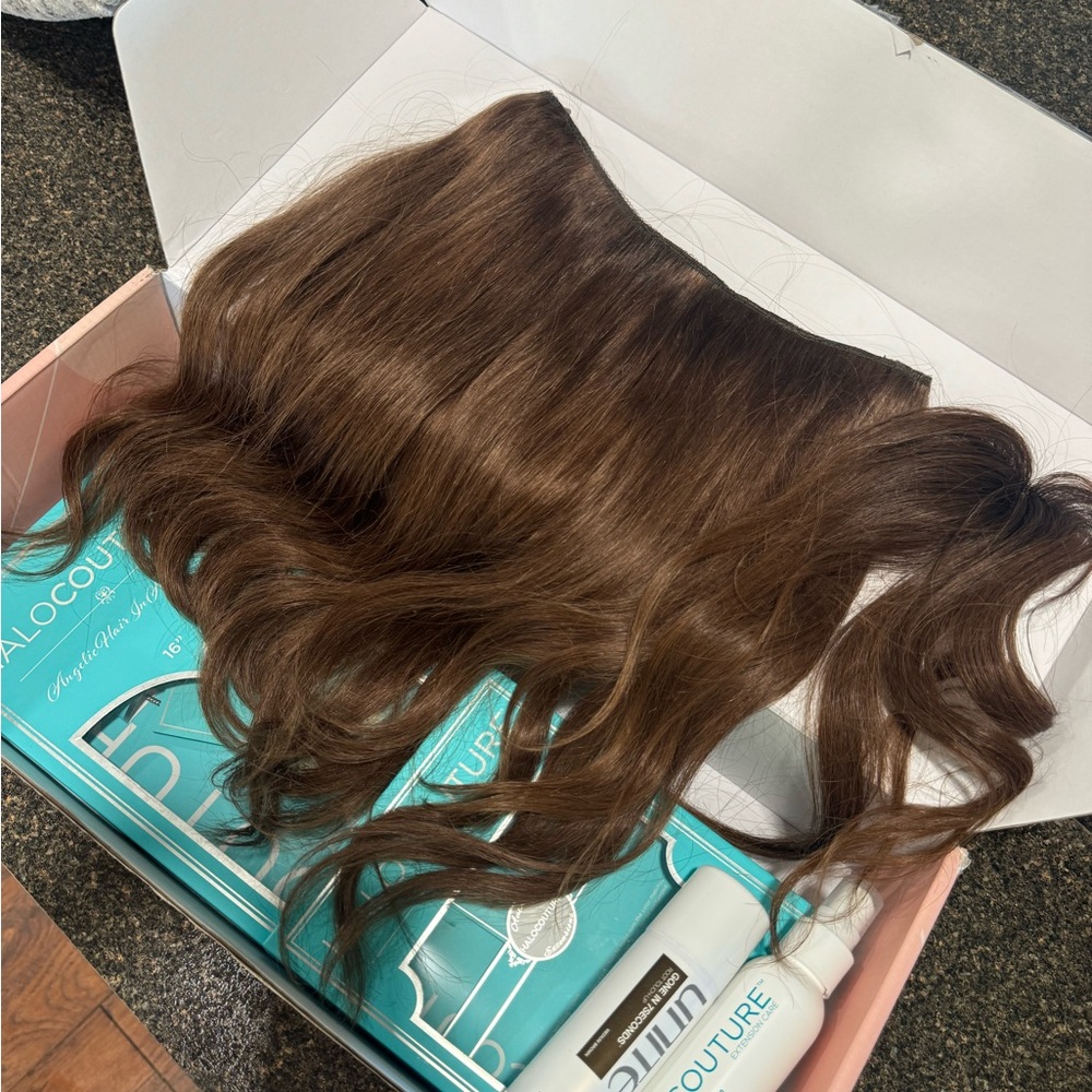 HALO COUTURE X JESS HALLOCK HAIR EXTENSIONS with bangs 16 inch color #5 - Picture 2 of 4